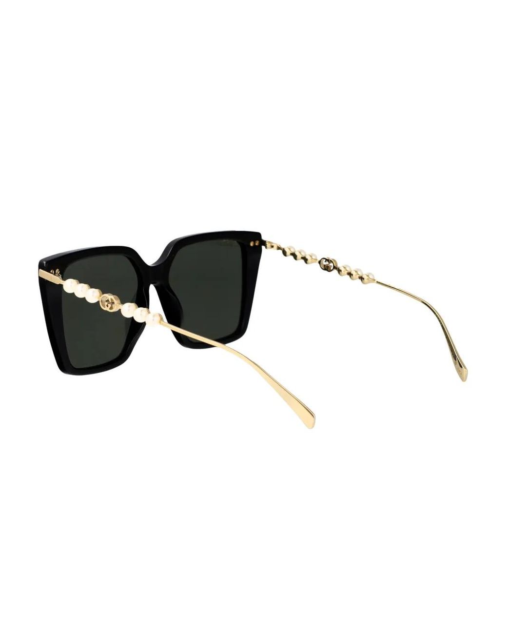 Gucci Black Pearl-Embellished Square-Frame Sunglasses