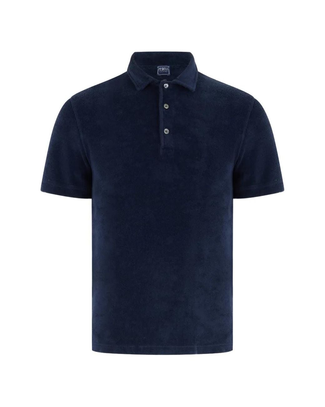 Fedeli Blue Short-Sleeve Terry-Cloth Polo Shirt for men