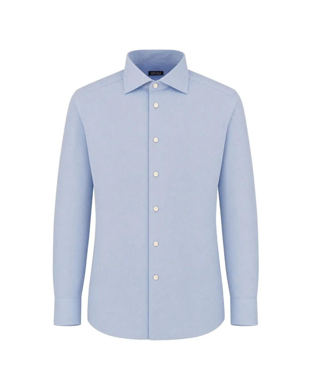 Zegna Blue Long-Sleeve Button-Down Cotton Shirt for men