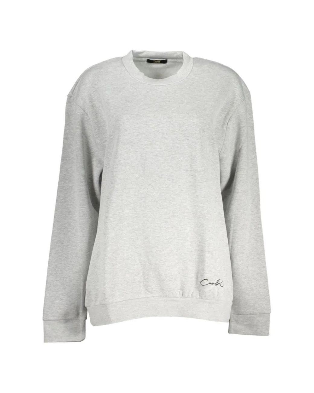 Roberto Cavalli Gray Logo-Embroidered Crew-Neck Sweatshirt
