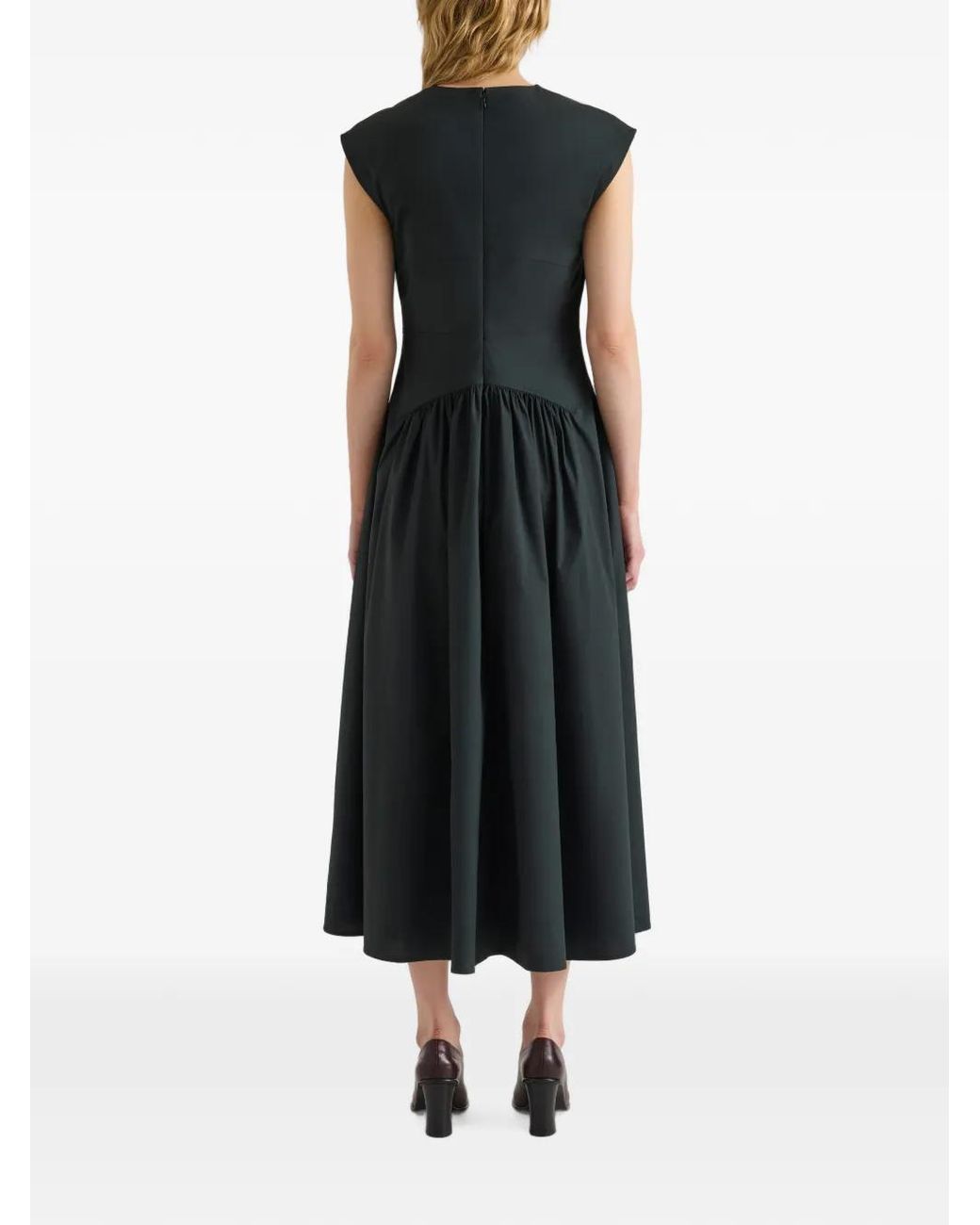 Proenza Schouler Black Nyssa Gathered-Waist Midi Dress
