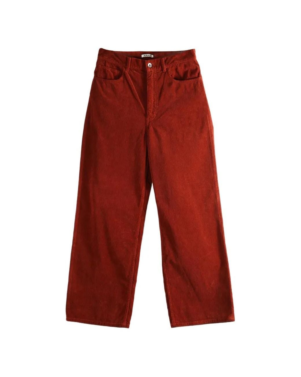 Auralee Red Corduroy Straight-Leg Trousers