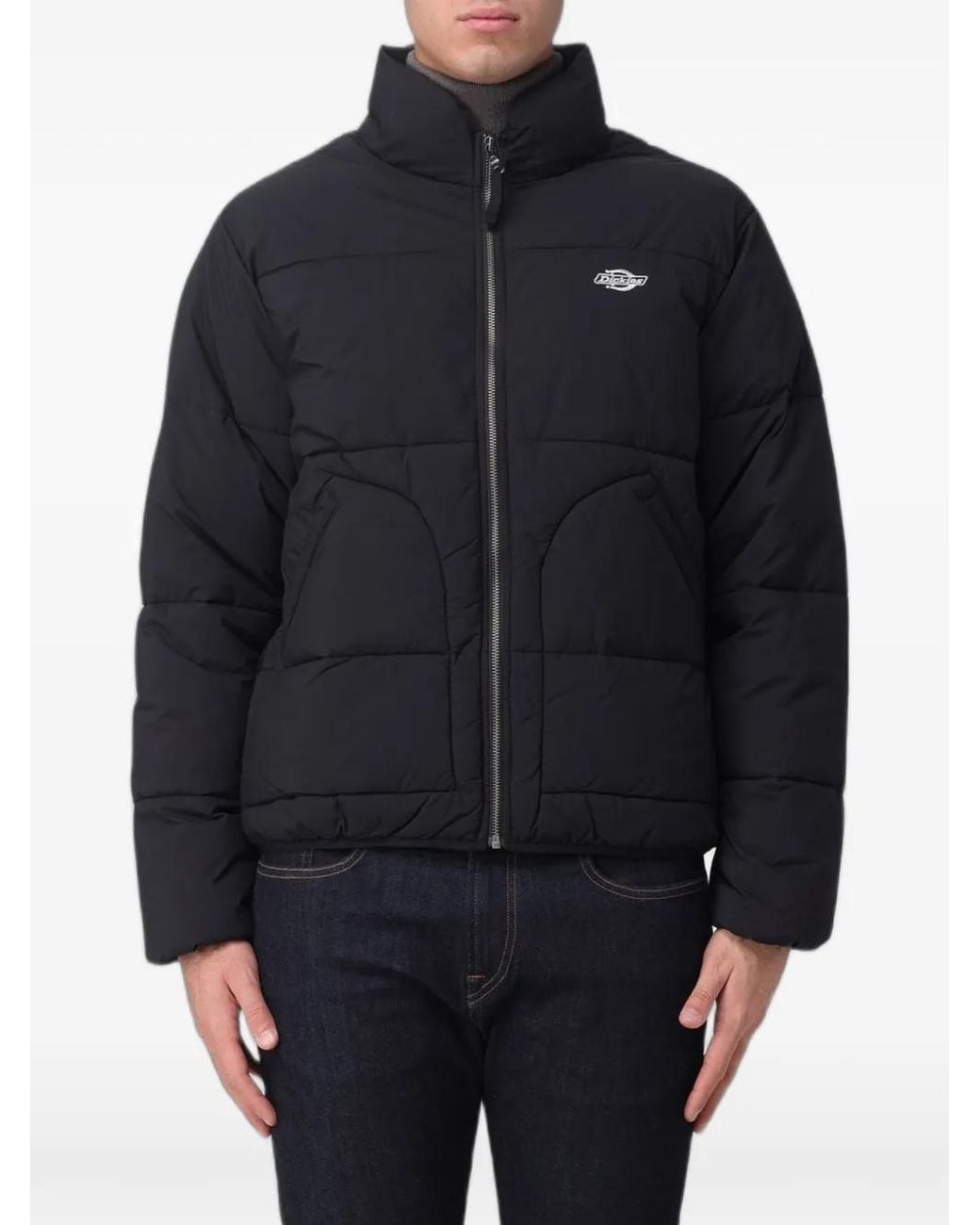 Dickies Blue Quilted Logo-Patch Jacket for men