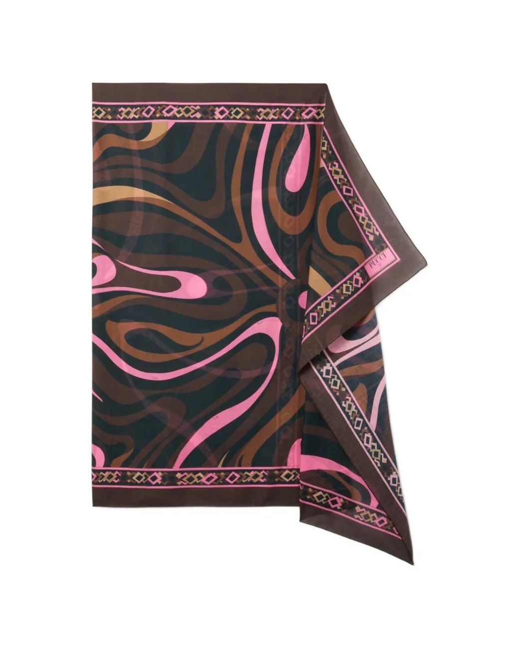 Emilio Pucci Brown Marmo-Print Cotton Sarong