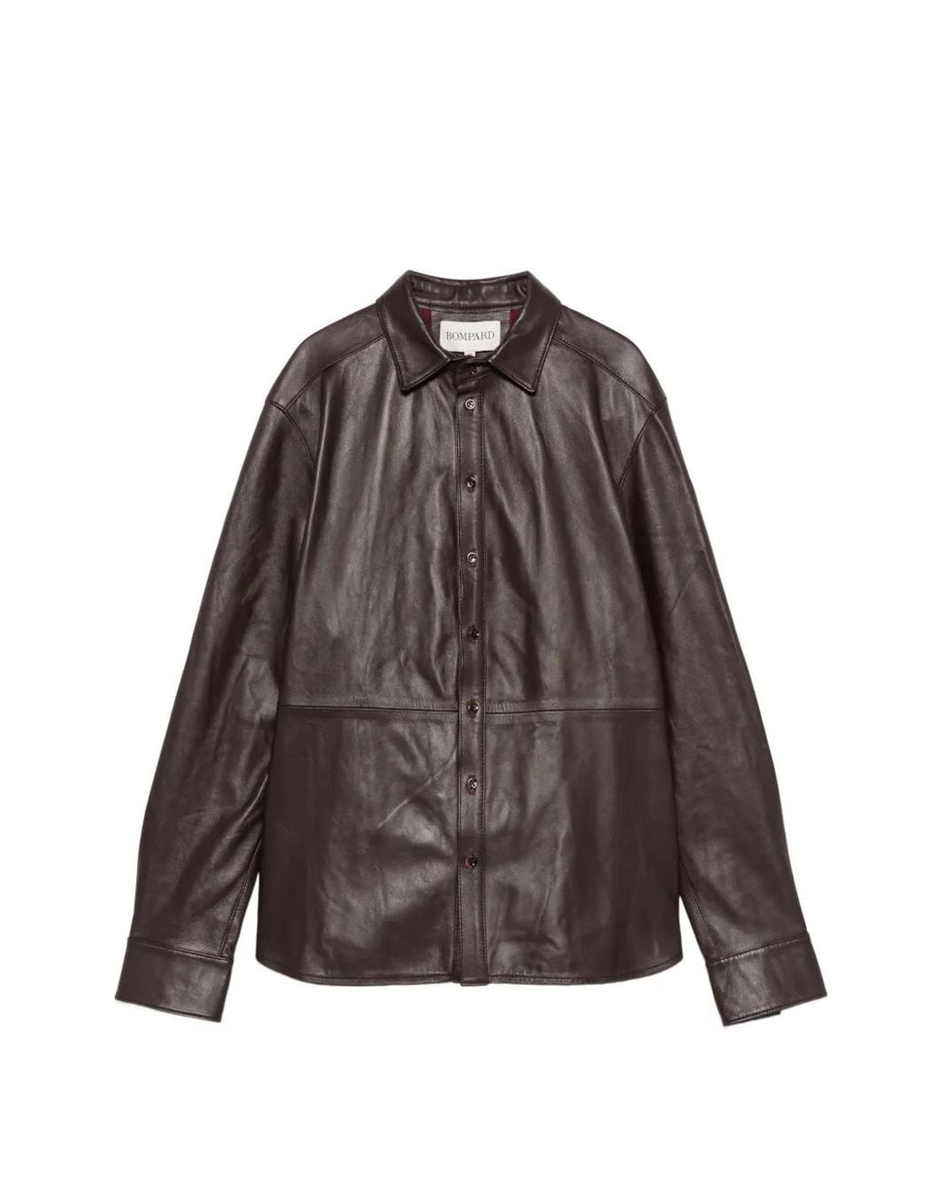 Bompard Brown Leather Shirt Jacket