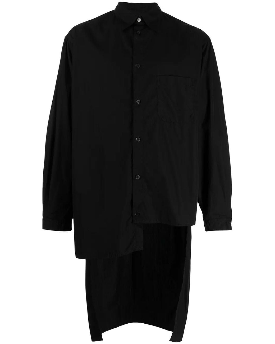 Yohji Yamamoto Black Asymmetric Cotton Shirt for men
