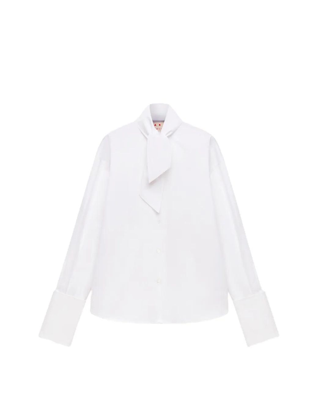 Marni White Poplin Shirt With Neck Tie