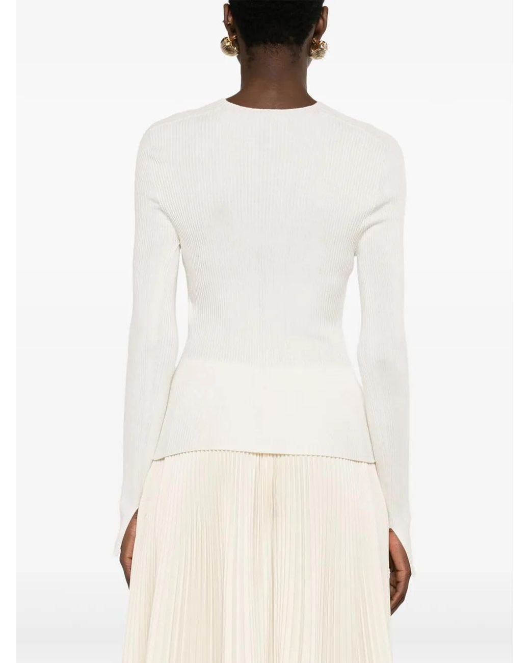 Lanvin White Long-Sleeve Knitted Top