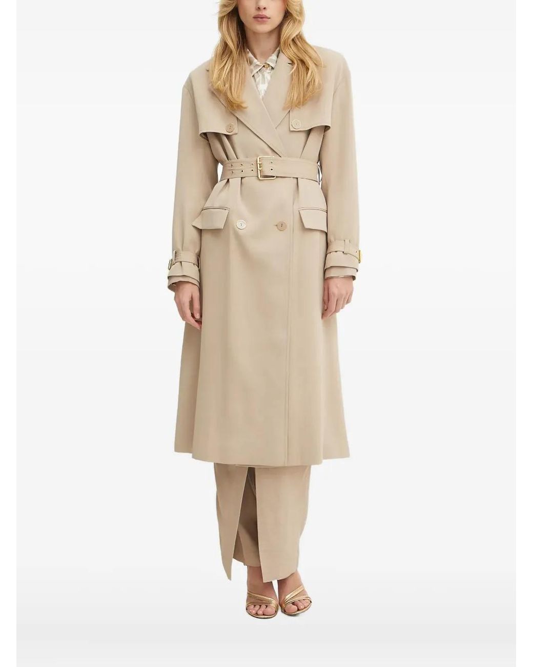 MARCIANO BY GUESS Natural Belted Pocket Coat