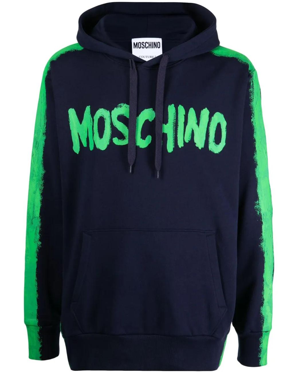 Moschino Blue Logo-Print Pullover Hoodie for men