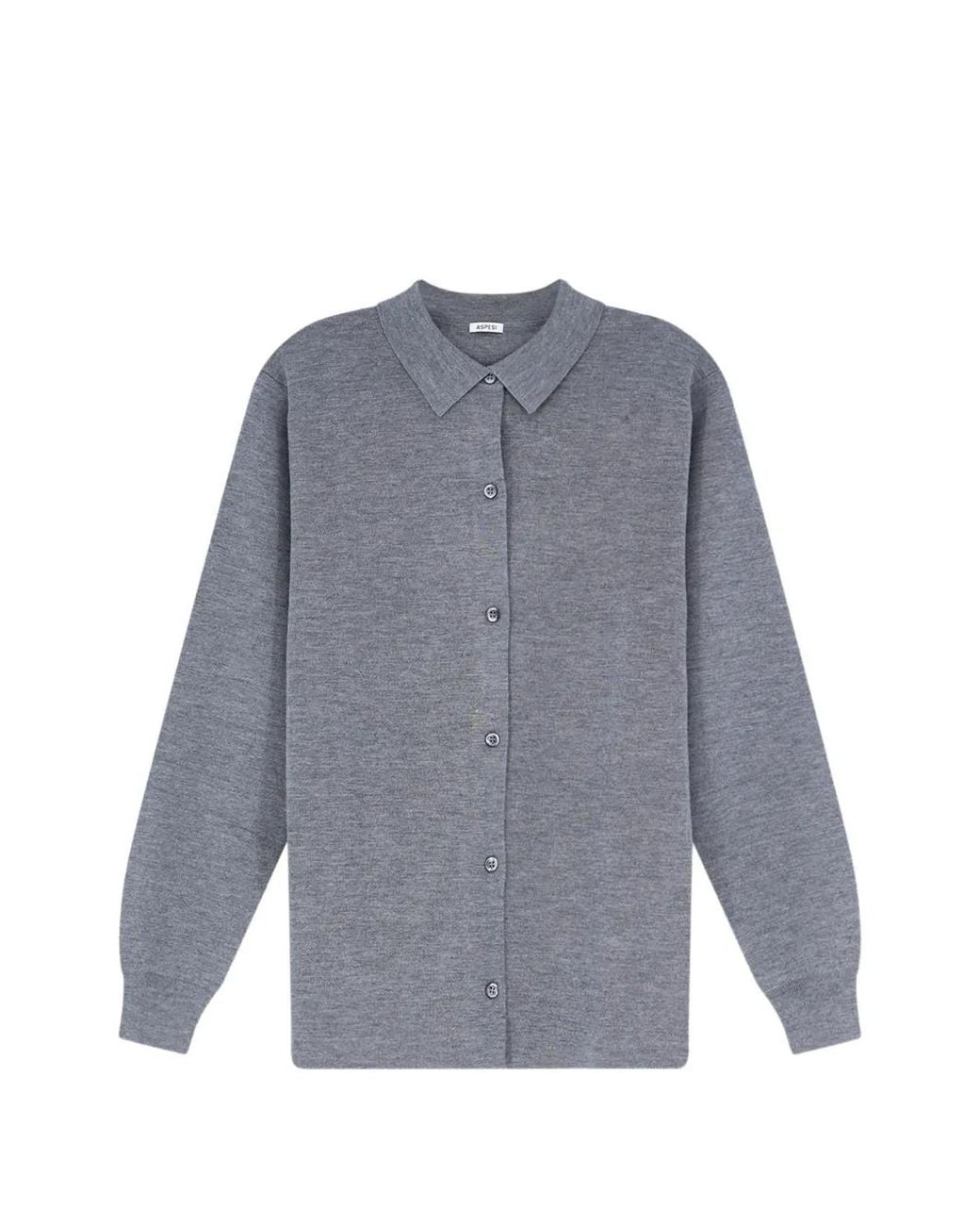 Aspesi Gray Button-Up Collared Cardigan