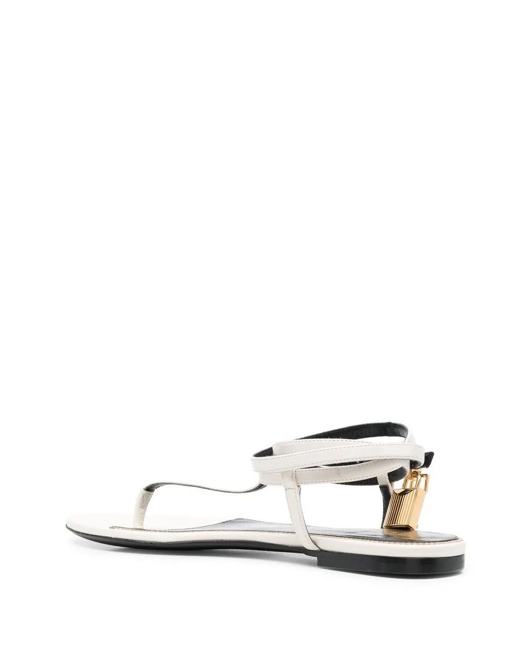 Tom Ford White Padlock Flat Sandals