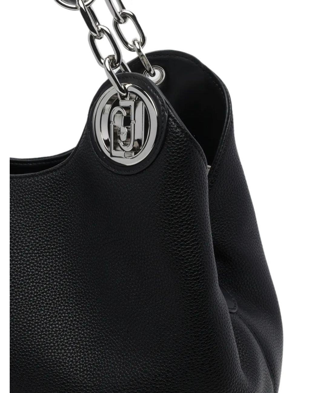 Liu Jo Black Sac Porté Épaule Format Moyen À Plaque Logo Et Détail Chaîne