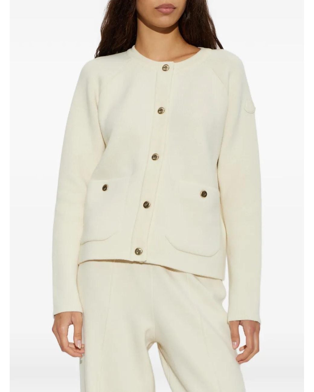 Moncler White Patch-Pocket Cardigan