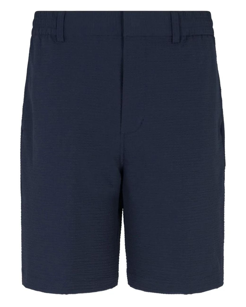 Emporio Armani Blue Seersucker Elastic-Waist Shorts for men