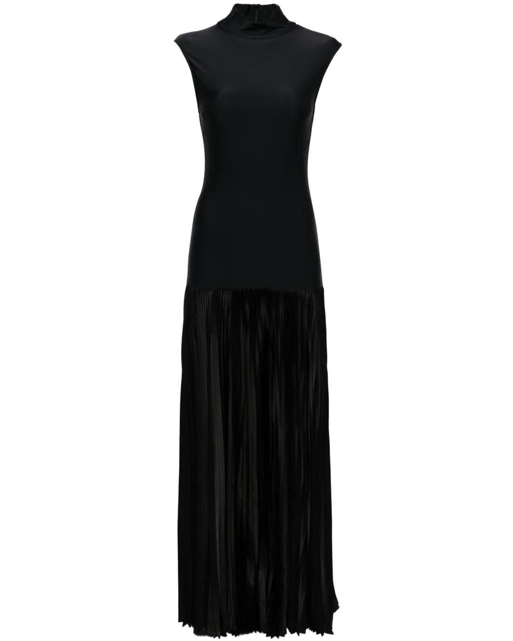 ALAINPAUL Black Sleeveless Pleat-Detail Evening Dress