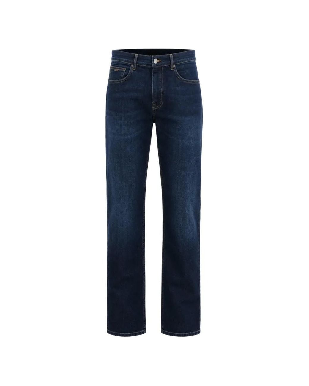 Boss Blue Faded-Effect Straight-Leg Jeans for men