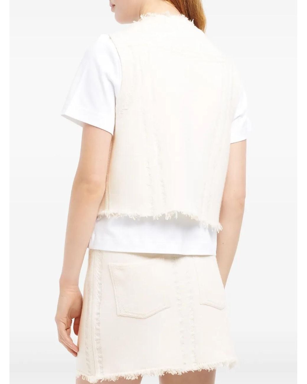 Barrie White Frayed Denim Vest