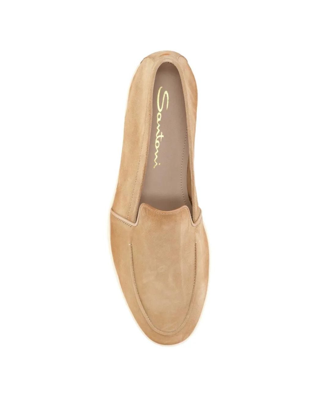 Santoni Natural Almond Suede Loafers for men