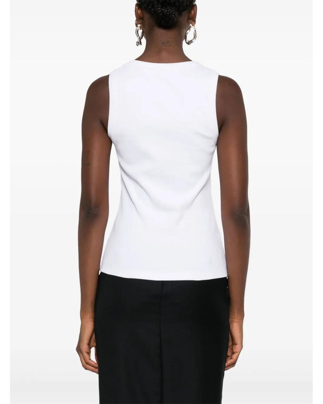 Alexander McQueen White Cotton Logo-Plaque Tank Top