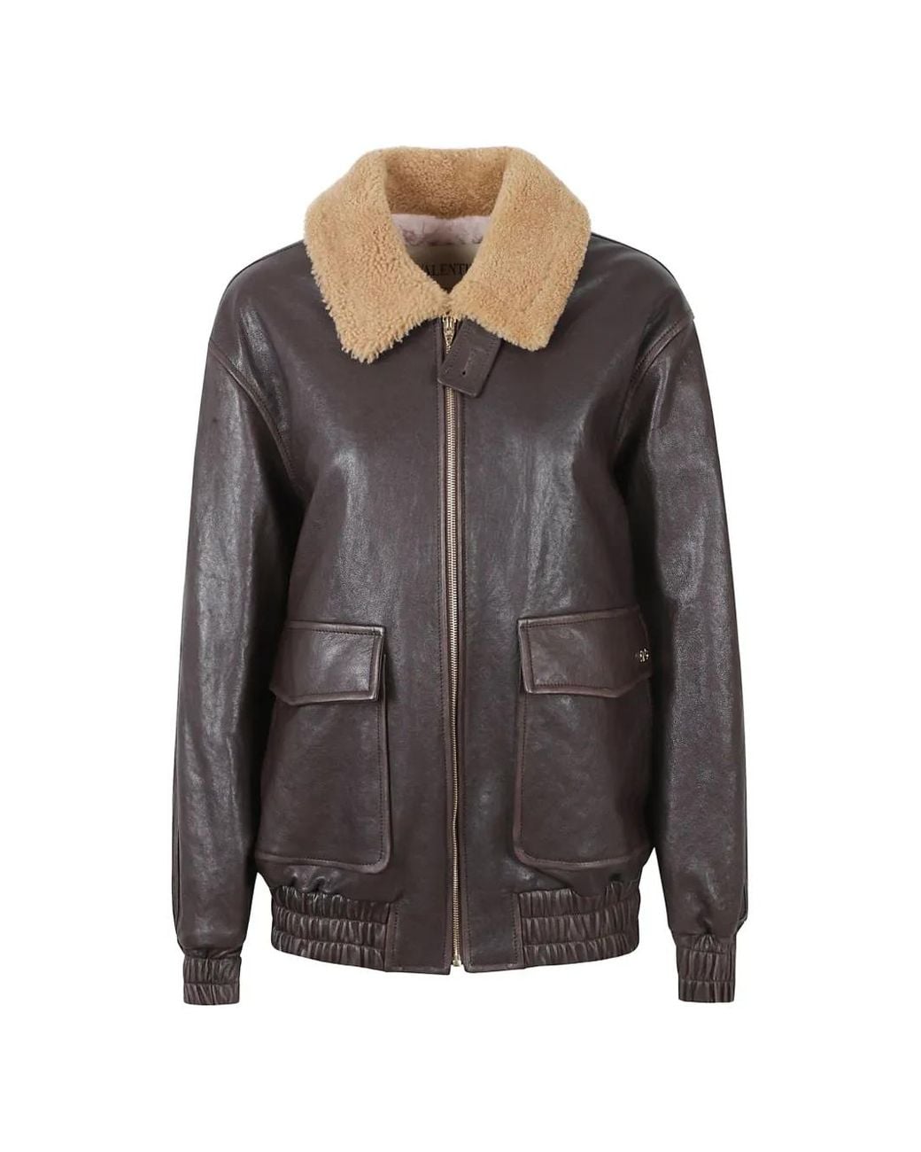 Valentino Garavani Gray Vlogo Aged-Effect Leather Jacket
