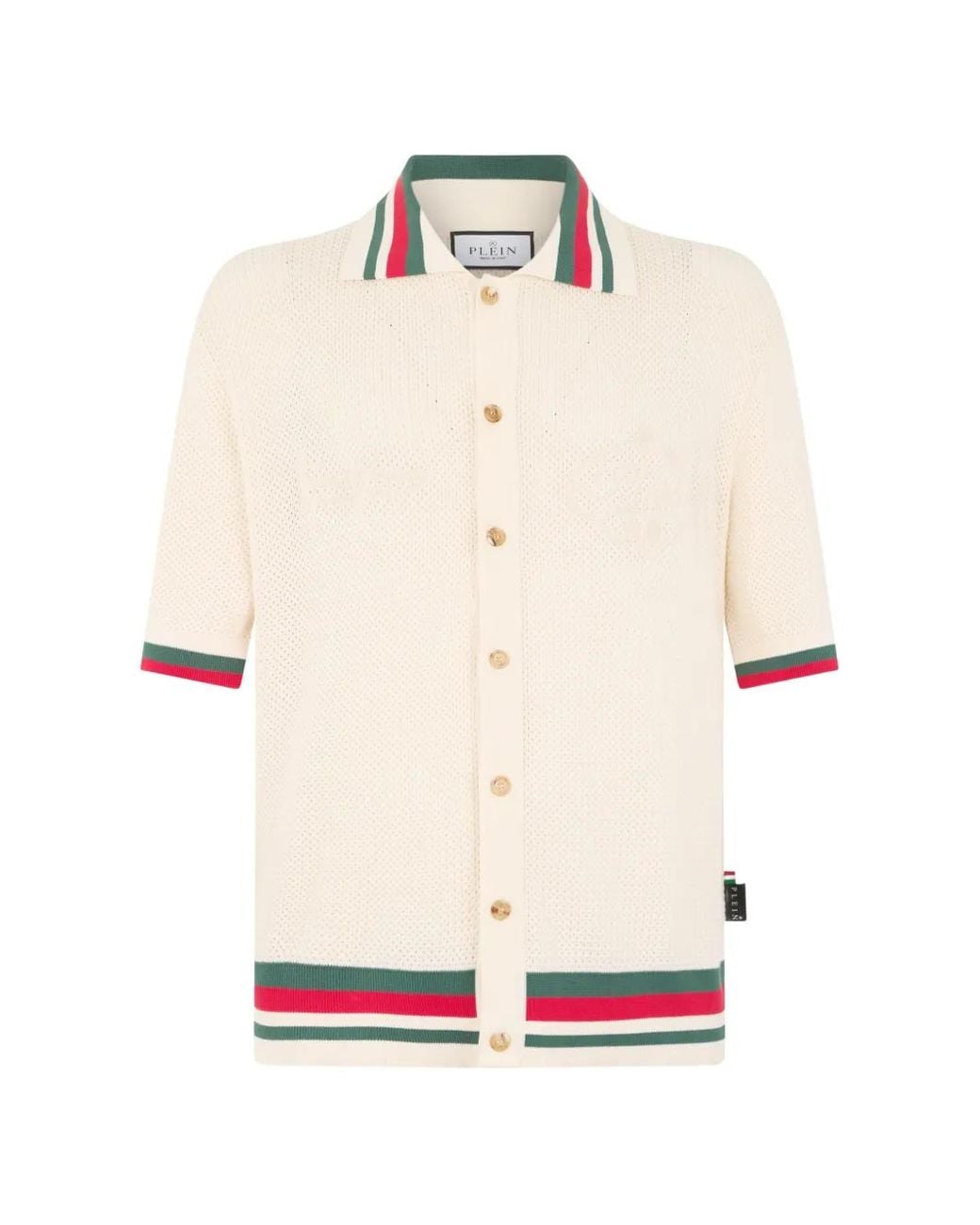 Philipp Plein White Buttoned Striped Shirt for men