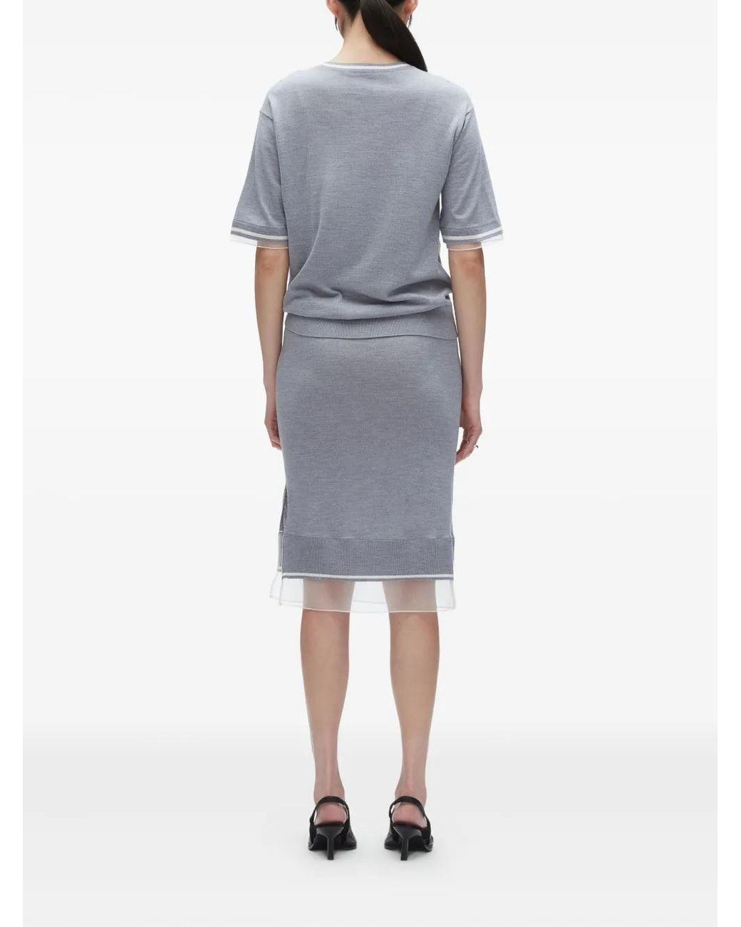 3.1 Phillip Lim Gray Knot-Detail Merino Midi Dress