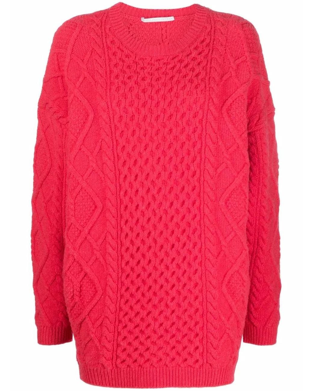 Stella McCartney Red Aran Crew Neck Jumper
