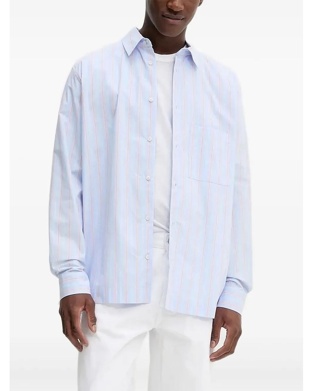 Won Hundred White Stripe-Pattern Shirt for men