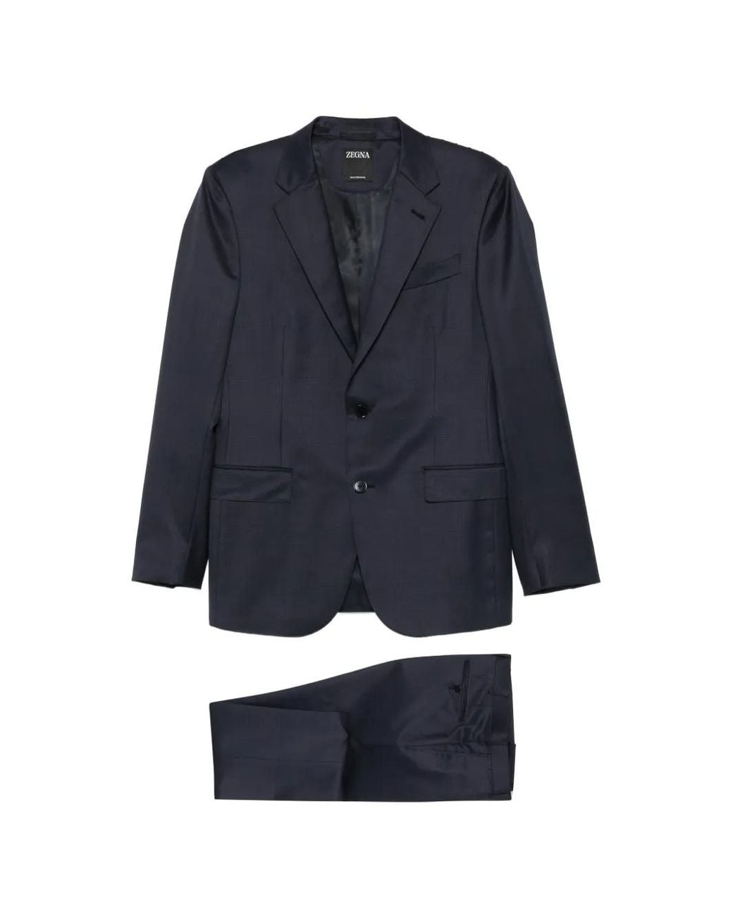 Zegna Blue Single-Breasted Wool Suit for men