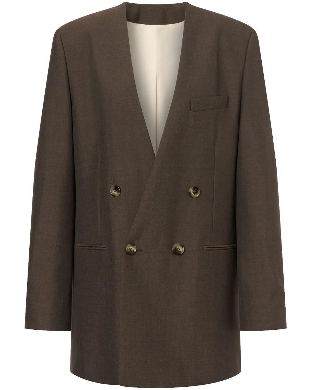 Philosophy Di Lorenzo Serafini Green Lapeless Double-Breasted Blazer