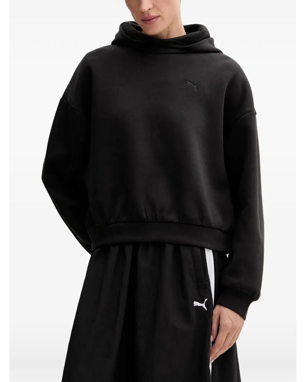 PUMA Black Hoodie À Logo Brodé