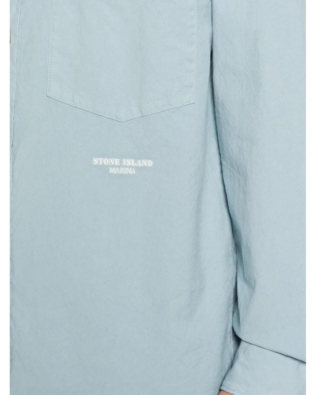 Stone Island Blue 1200029 Cotton Nylon Panama_S.I. Marina Overshirt for men