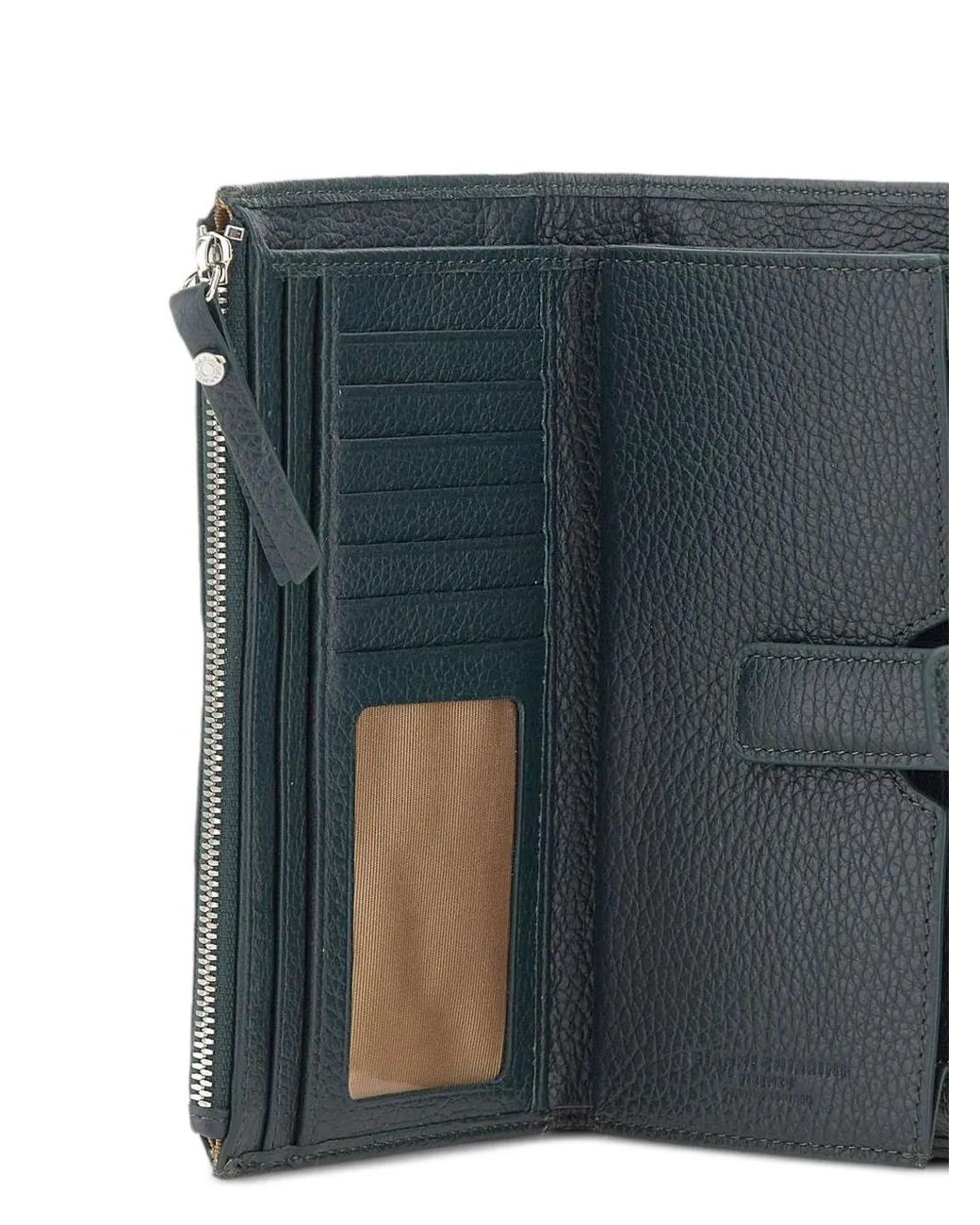 Gianni Chiarini Gray Dollaro Pebbled Leather Wallet