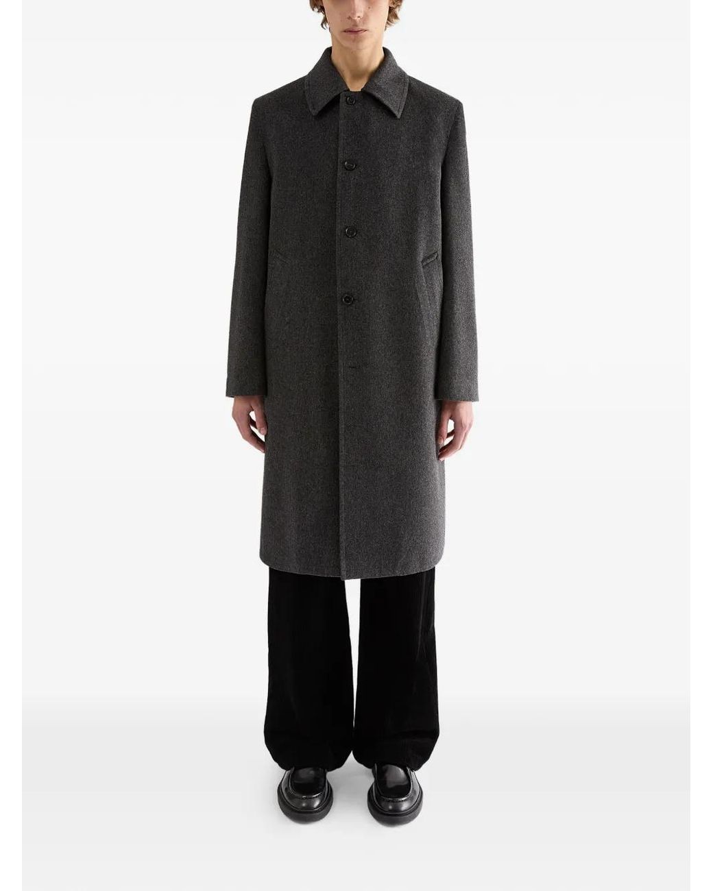 Jil Sander Black Single-Breasted Wool Coat for men