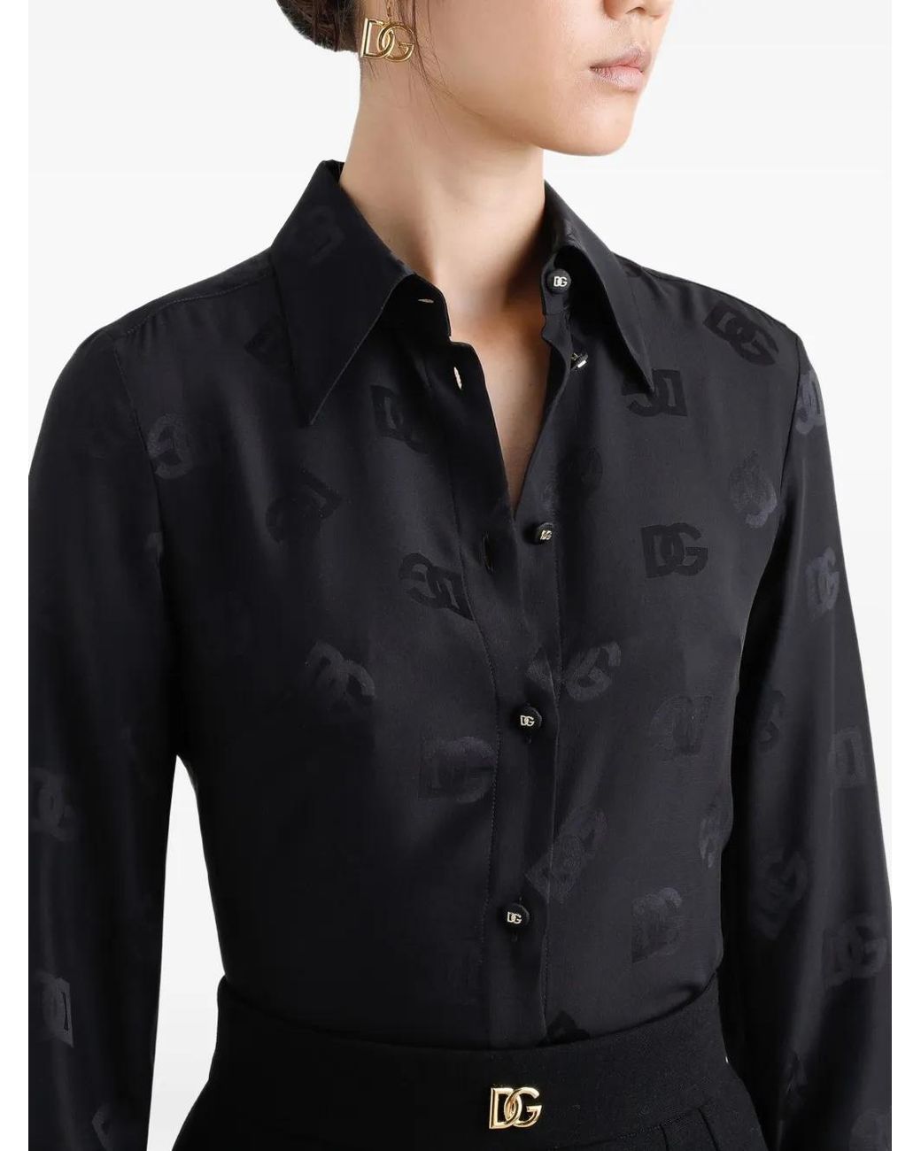 Dolce & Gabbana Black Logo Jacquard Shirt