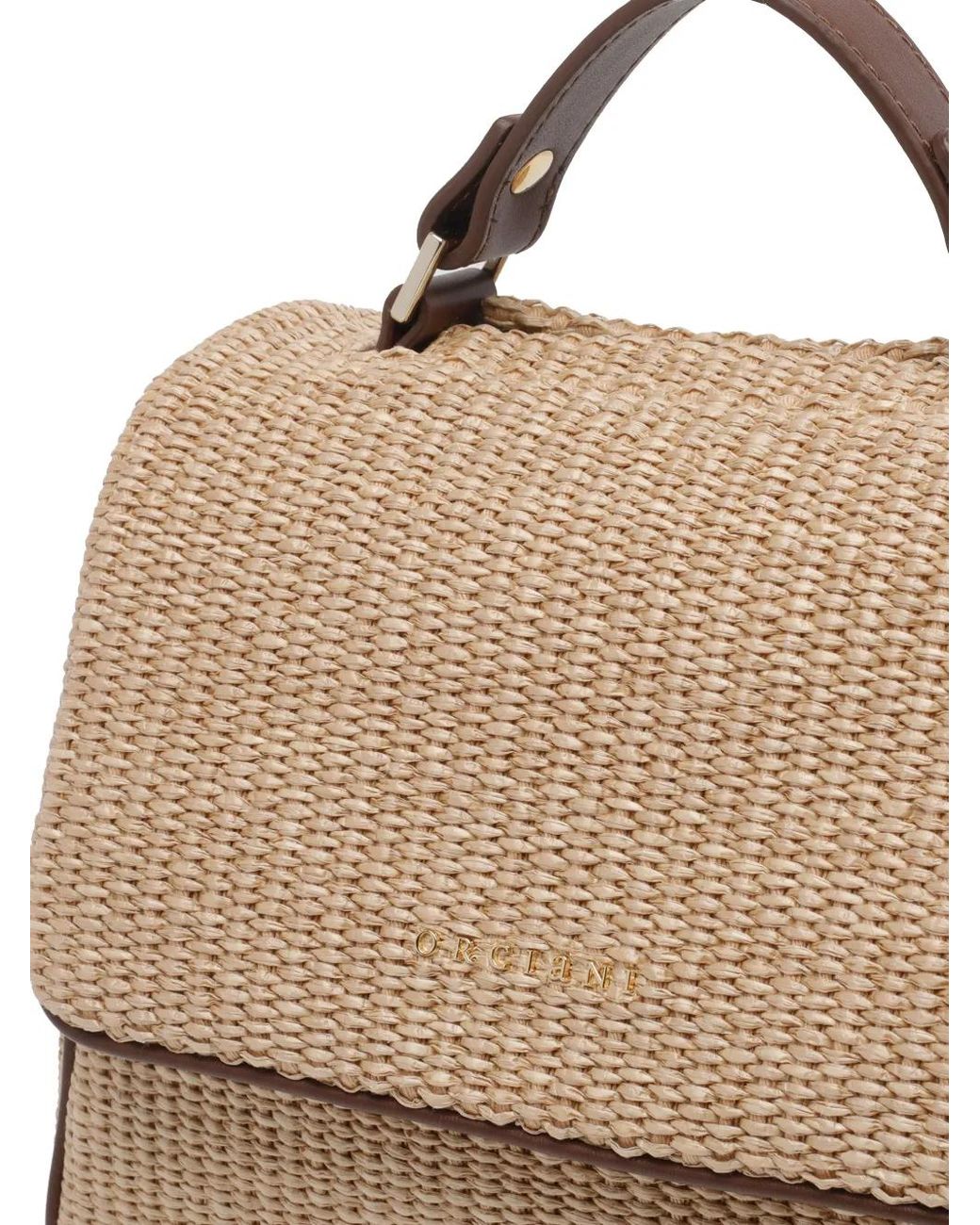 Orciani Natural Small Sveva Zanzibar Leather-Trim Handbag