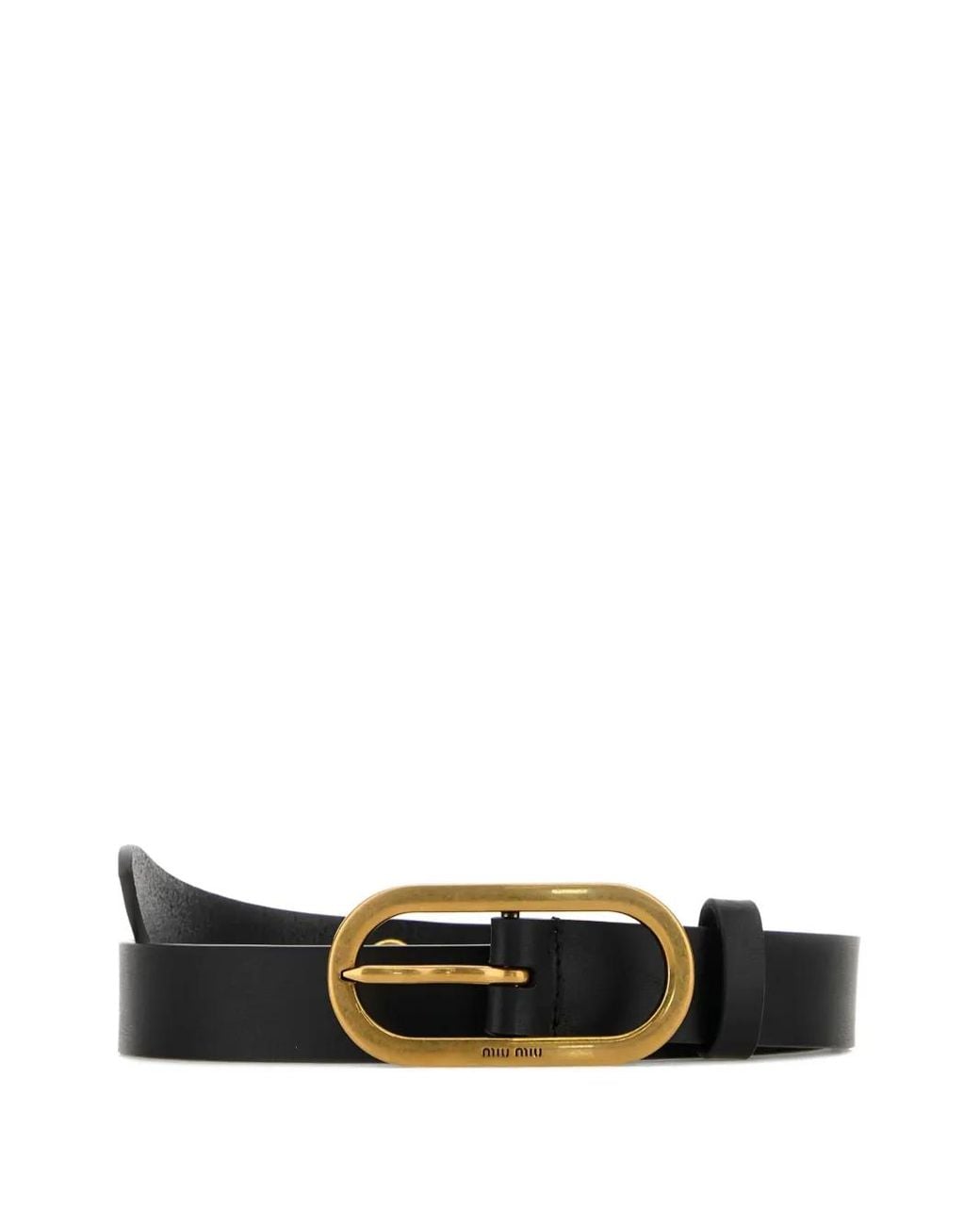 Miu Miu White Oval-Buckle Leather Belt