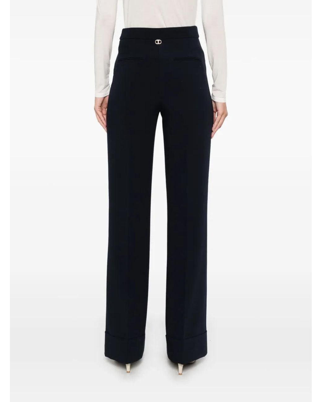 Twinset Black Cady High-Waist Trousers