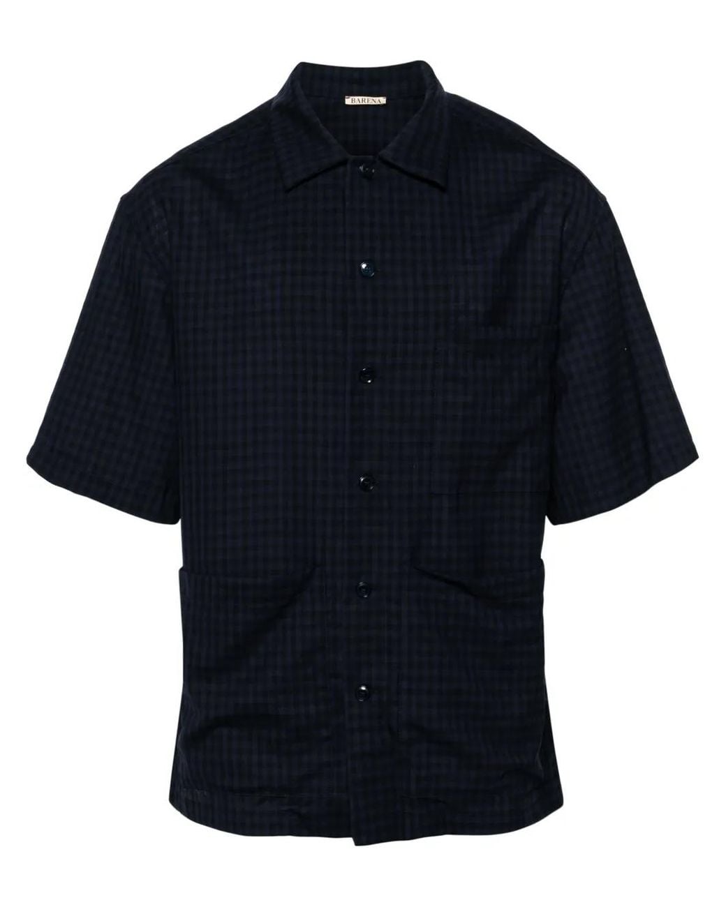 Barena Blue Checked Camp-Collar Shirt for men