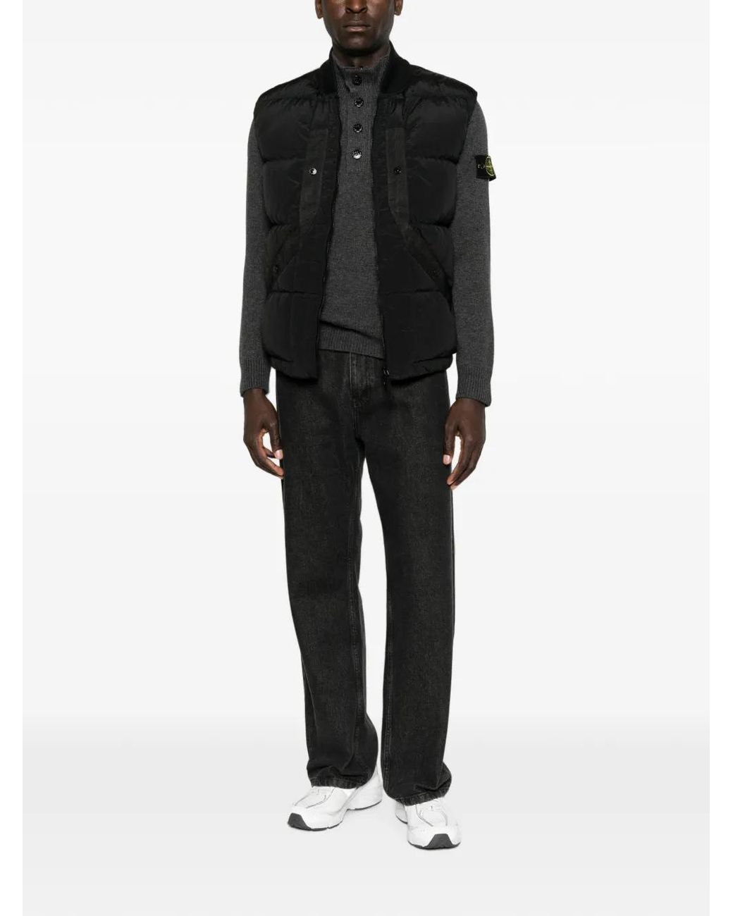 Stone Island Black Gilet G100008 En Nylon Et Métal Econyl for men