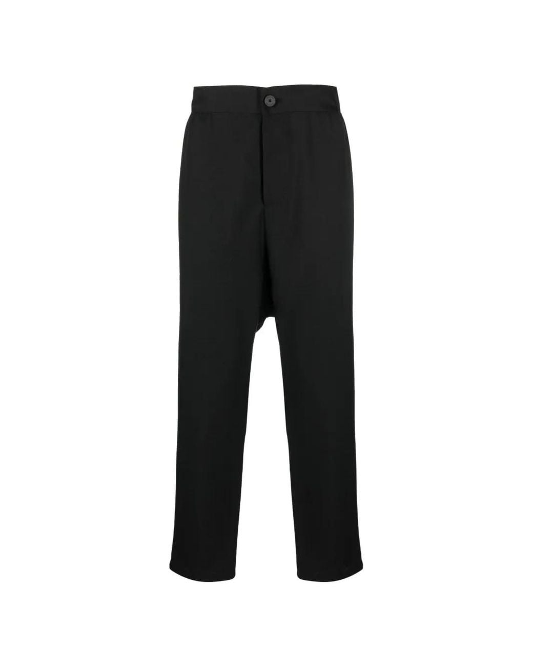 Tessitura Body Couture Black Tapered Drop-Crotch Trousers for men