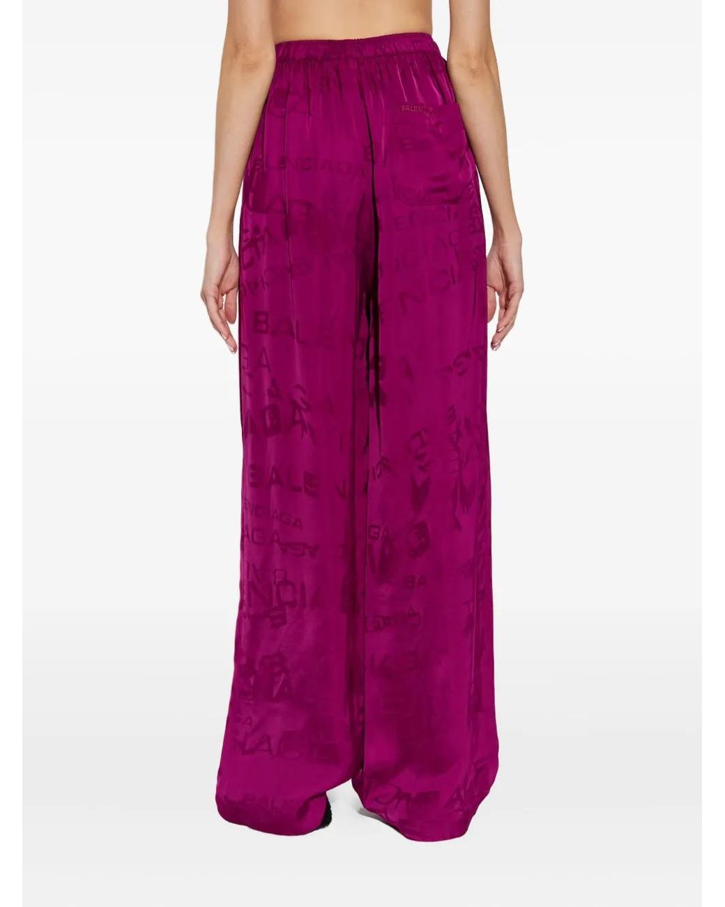 Balenciaga Purple Logo-Pattern Trousers