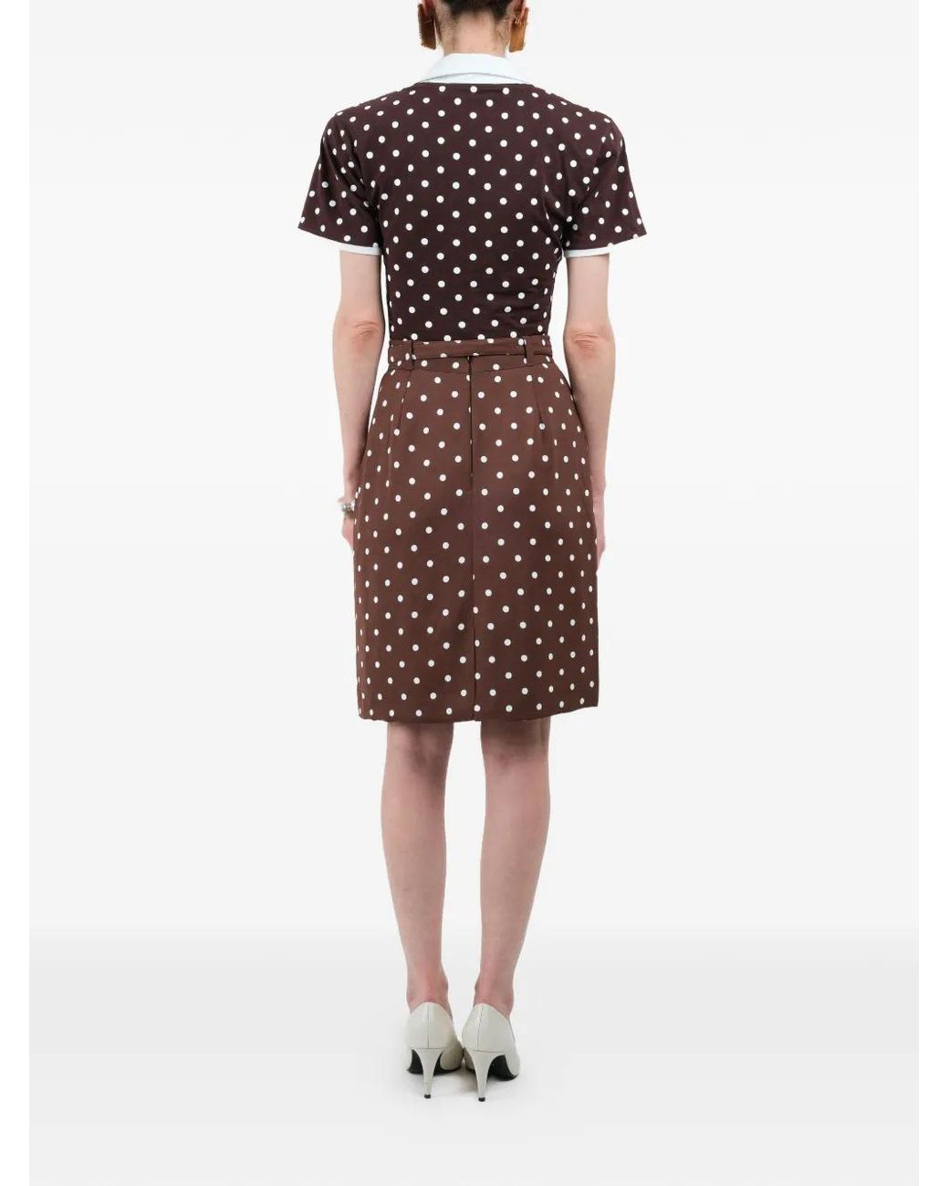ROWEN ROSE Black Polka-Dots Short-Sleeves Polo