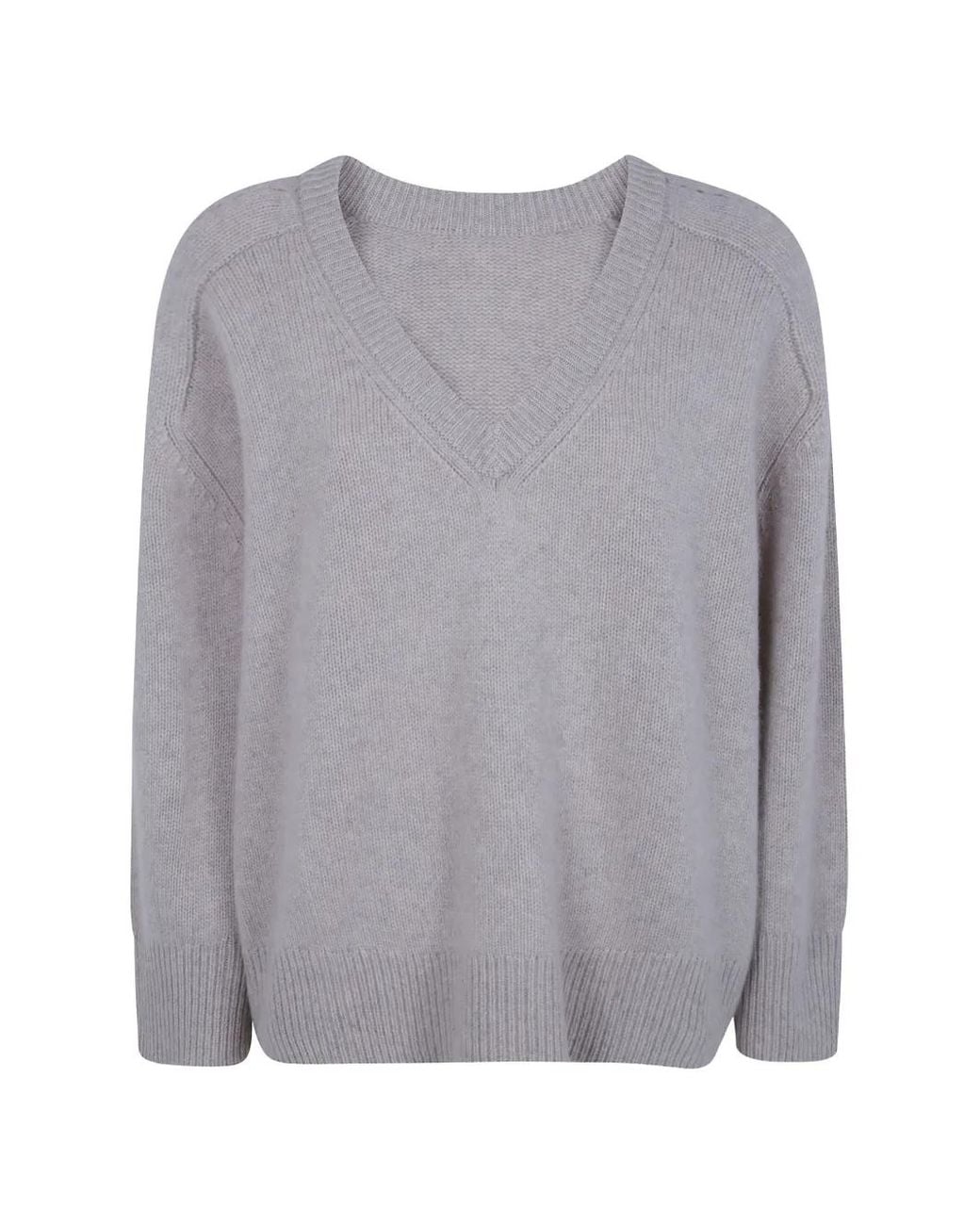 Kujten Gray V-Neck Cashmere Sweater