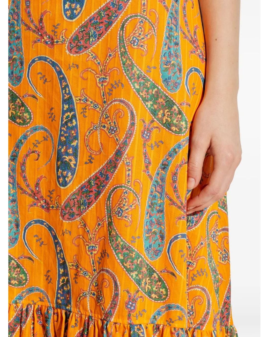 Etro Metallic Robe Longue Volantée À Motif Cachemire