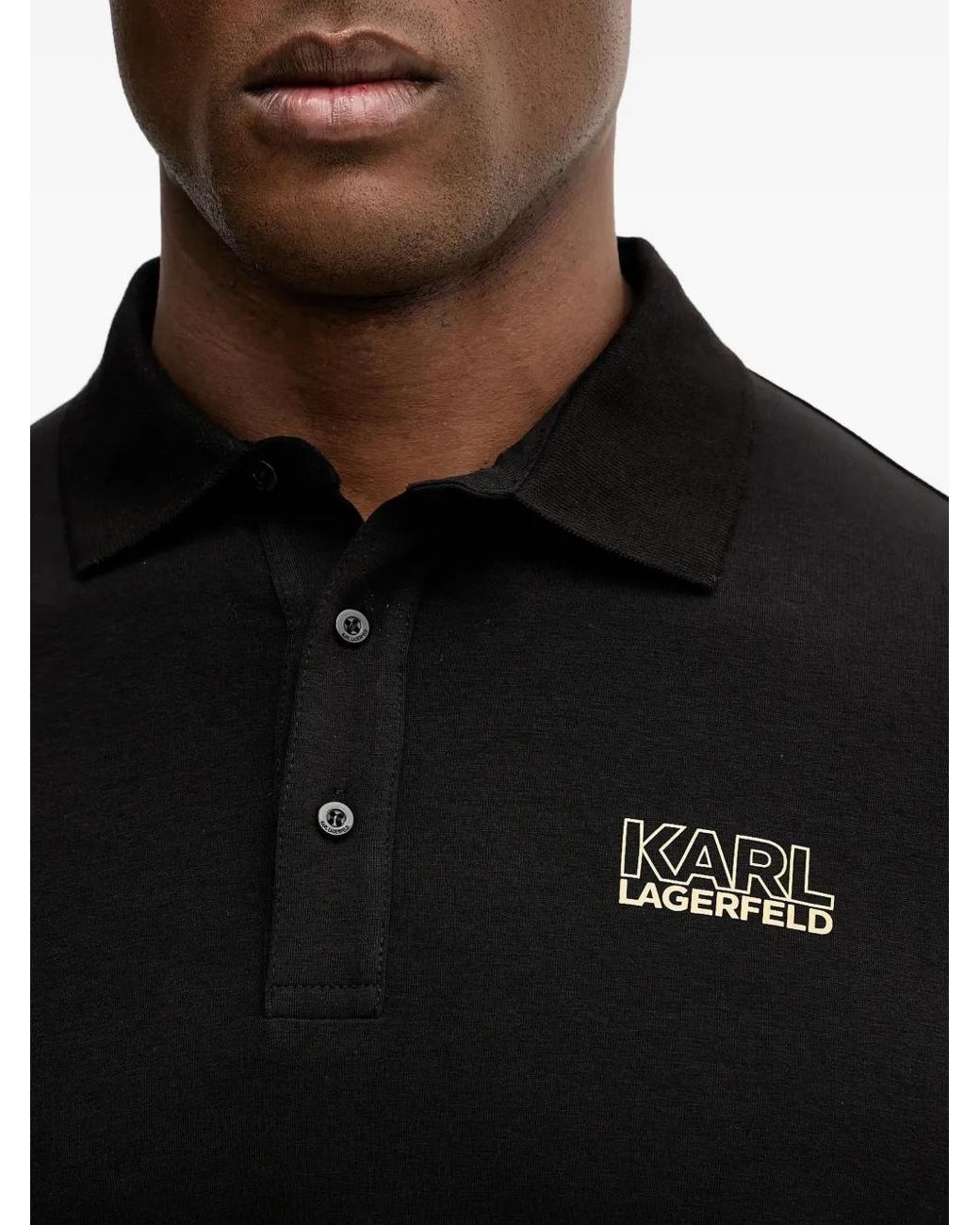 Karl Lagerfeld Black Logo Polo Shirt for men
