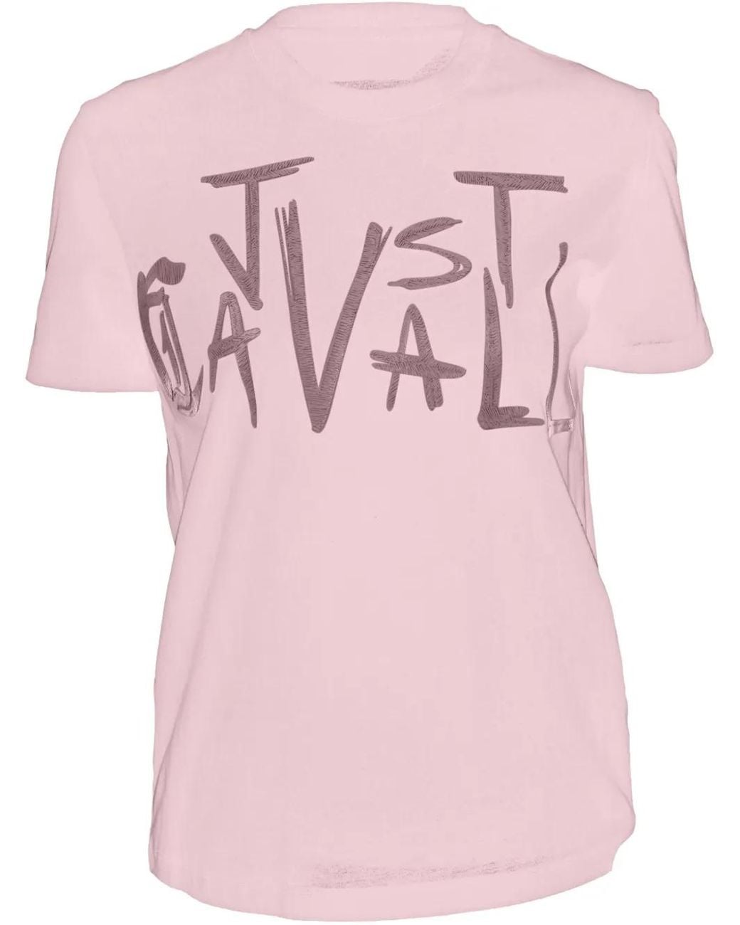 Just Cavalli Pink Logo-Appliqué T-Shirt