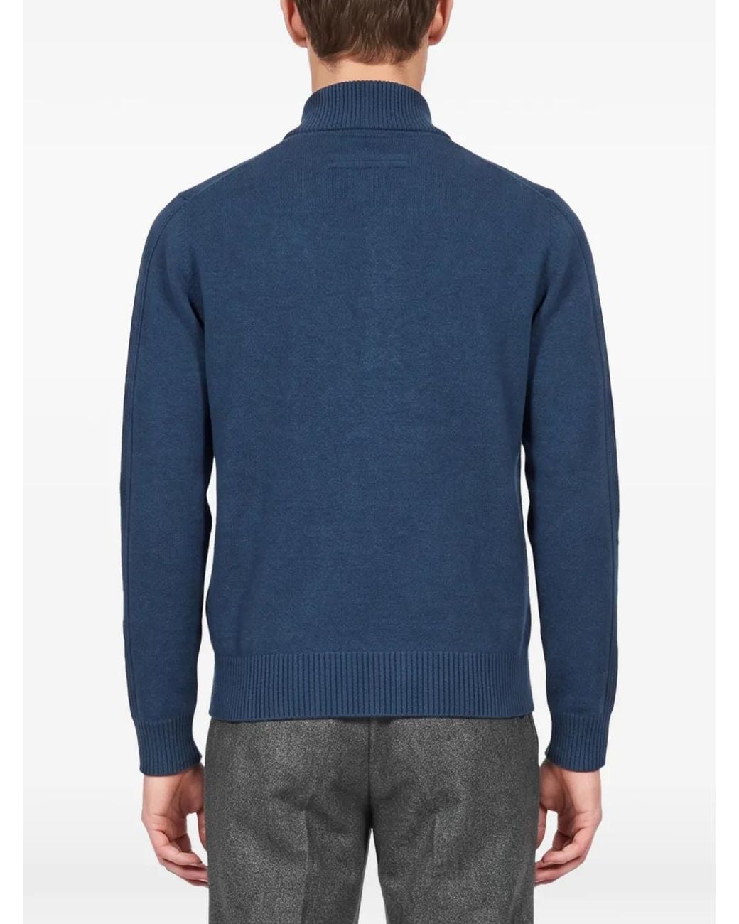 Zegna Blue Long-Sleeve Polo Shirt for men