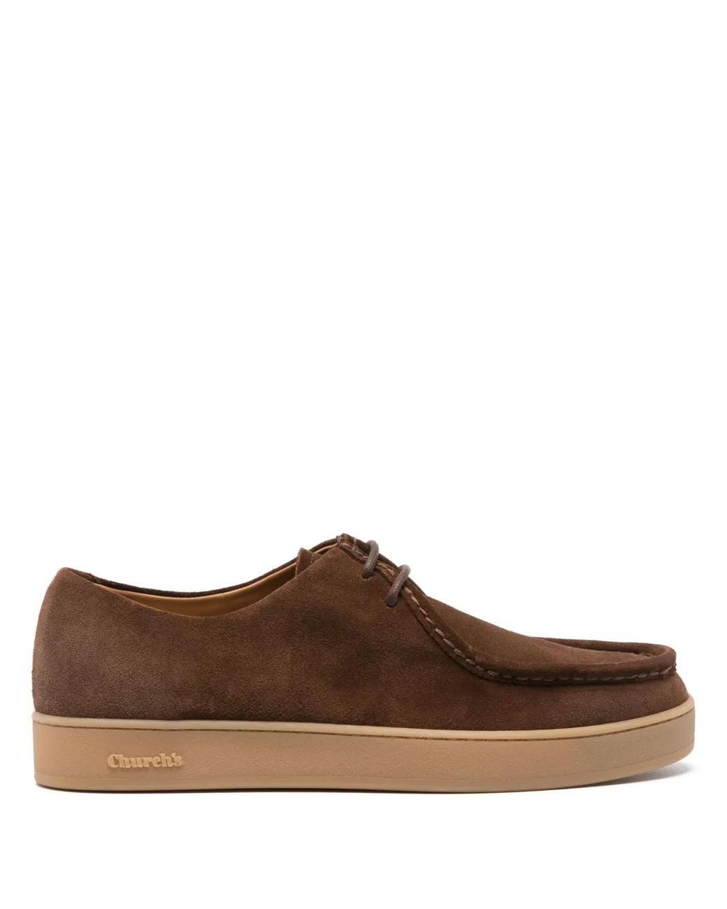 Church's Brown Laced Flat Shoes For for men